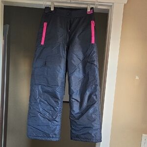 London Fog F.O.G. Dark Blue Black Snow Pants with Pink Zippers Children 10/12